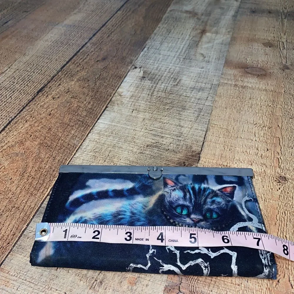 Alice in Wonderland Chessire Cat Live Action Movie Silver Wallet Clutch Purse